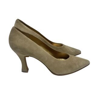 Enzo Angiolini Suede Leather Pointed Toe High Heel Shoes Pump Tan Beige Size 9